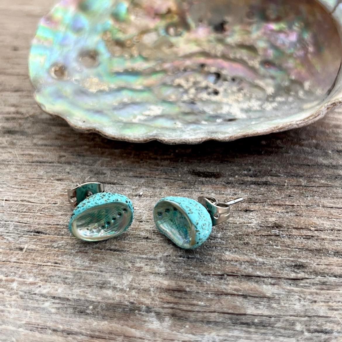 Paua Shell Stud Earrings (Beachsand)
